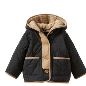 Zara black padded fleece coat